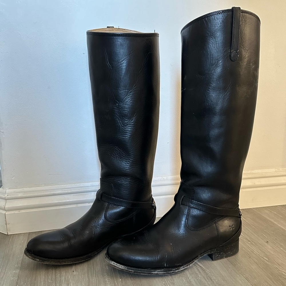 FRYE Lindsay Black leather riding boots